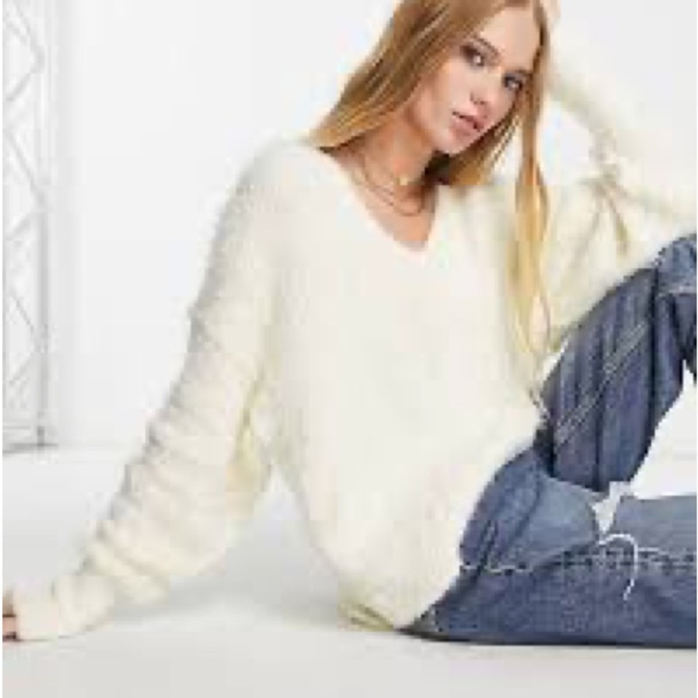 Free People Fuzzy Cream Sweater